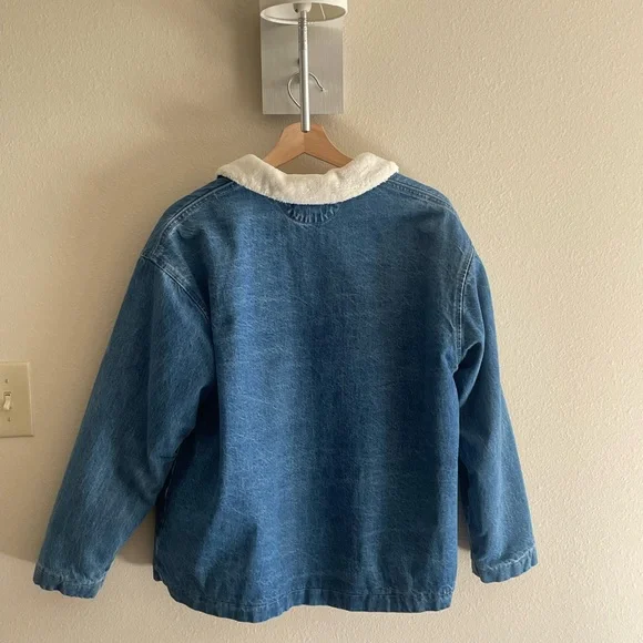 Denim Jean Jacket with Sherpa Collar - Blue - Picture 2 of 4